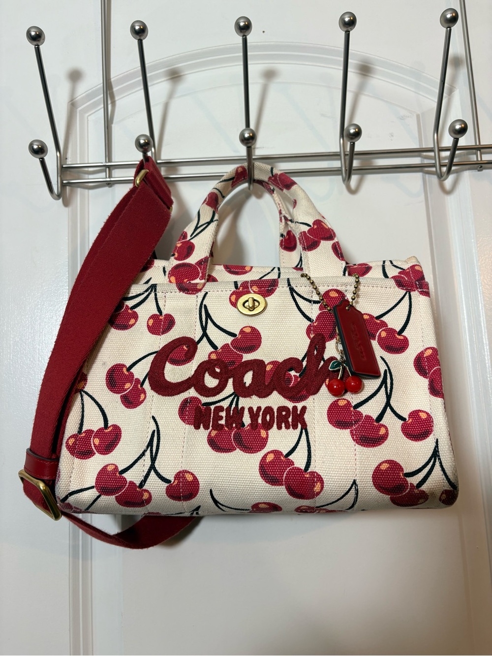 Coach Cargo Full Zip Tote 26 Crossbody- Cherry Print - CY935